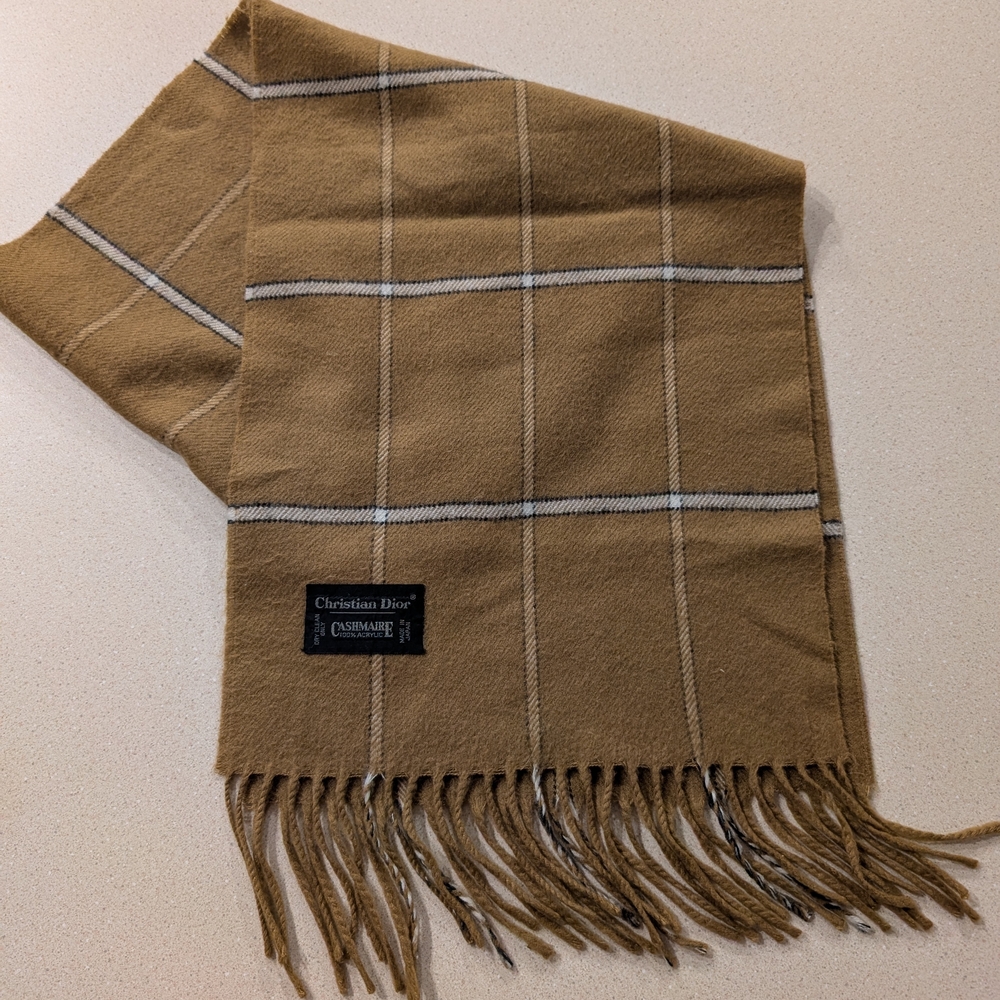 Dior Tan Plaid Scarf